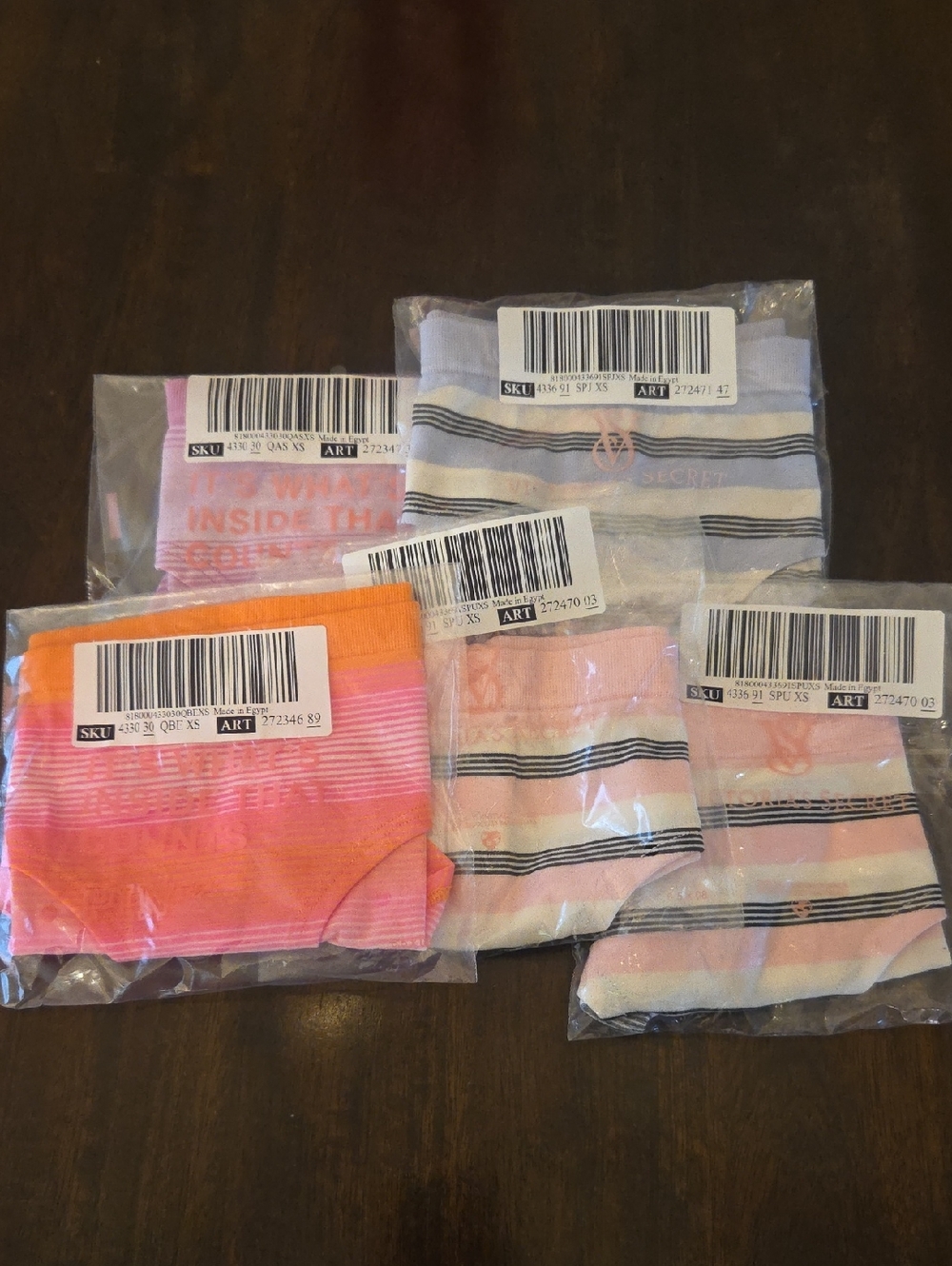 Victoria's Secret/PINK Striped Multicolor Pack of Women's Underwear-XS